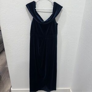 Lulus I'm Enchanted Deep Blue Velvet Off-the-Shoulder Maxi Dress Womens XL